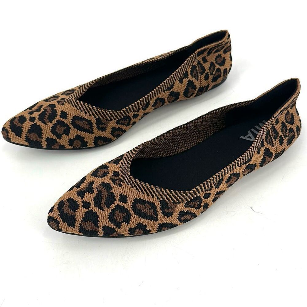 NWOT‎ Mia Women's 1889 Animal Print Pointed Toe Ballet Flats Brown Size 6.5